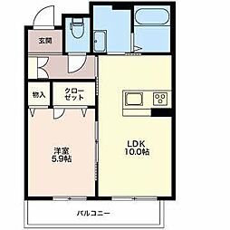 マストタウン上所C棟 1LDKの間取図画像