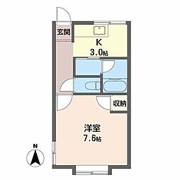 サンコーポ長谷川 1Kの間取図画像