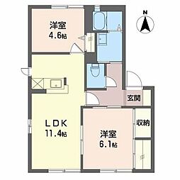 バリュージュ桜堤A 2LDKの間取図画像