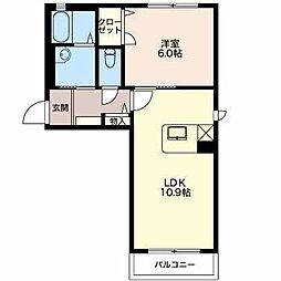 ヴェルドミール 2階1LDKの間取り