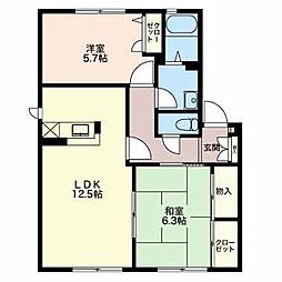 エトワール烏田3 2LDKの間取図画像