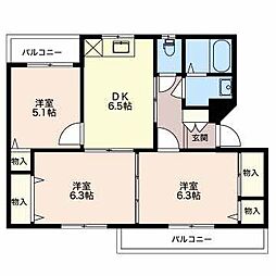 グランメール千本D 3DKの間取図画像