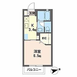 ルーチェグランパ 1Kの間取図画像
