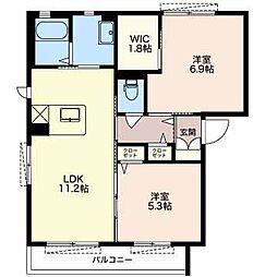 グリシーヌ 2LDKの間取図画像