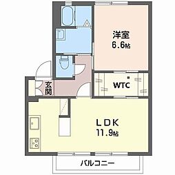 グランメールユタカ 1LDKの間取図画像