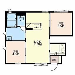 パルティール大中里A 2LDKの間取図画像