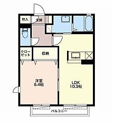 クレストヒルズ1 1LDKの間取図画像