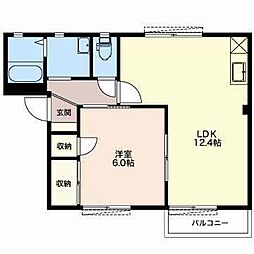 ルポール宮下B 1LDKの間取図画像