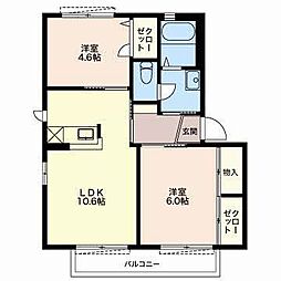 サニーフォレスト 2LDKの間取図画像