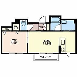 ファンテーヌ 1LDKの間取図画像
