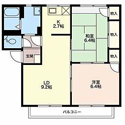 フレグランス上杉 2階2LDKの間取り