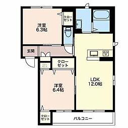 ｓｅｒｅｎｏ 2階2LDKの間取り