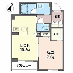 シャーメゾンノースグレイス 2階1LDKの間取り