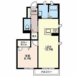 カナデンシス山室 1LDKの間取図画像