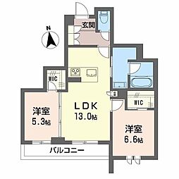 富山市元町2丁目マンション 2LDKの間取図画像