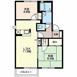 シンフォニアＩ 2階2LDKの間取り
