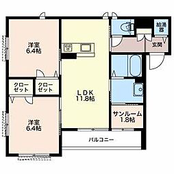ヴィアソーレ 2LDKの間取図画像