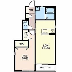 エターナルＭ・Ｓ 1階1LDKの間取り