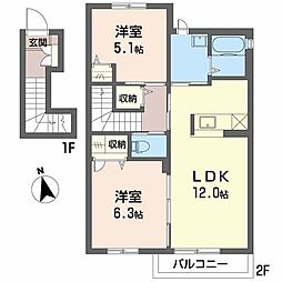 メルシー 2LDKの間取図画像
