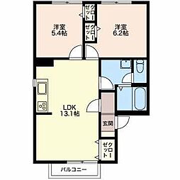レジデンス青樹 1階2LDKの間取り