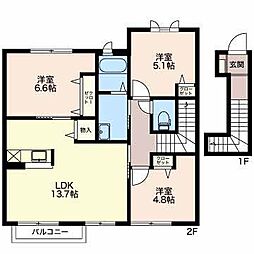 シャルマン小杉A 3LDKの間取図画像