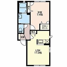 メゾンサンリッチ 1階1LDKの間取り