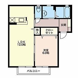 メゾン　フルーリー 2階1LDKの間取り