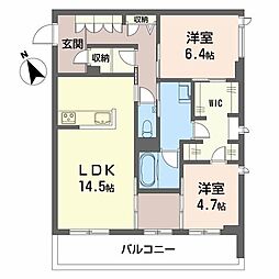 シャーメゾンサクラスクエア本郷 3階2LDKの間取り