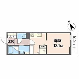 シャーメゾン桜ステージ 3階ワンルームの間取り