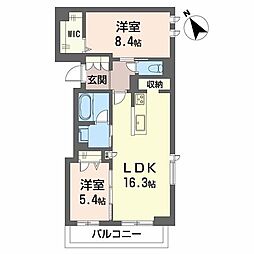 コンフォルタ 2階2LDKの間取り