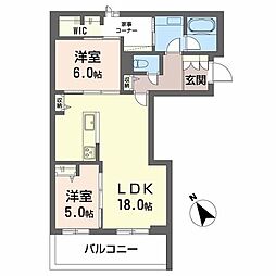 コンフォルタ 3階2LDKの間取り