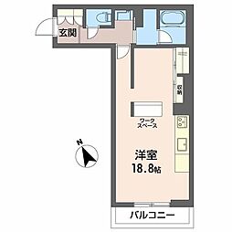 シャーメゾン　ル　シエル 2階ワンルームの間取り