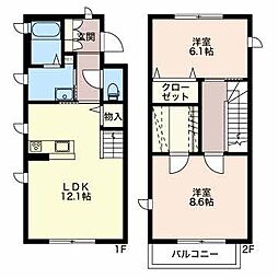 カーサドルチェ 2LDKの間取図画像