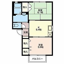 ホワイトハーベストA 2Kの間取図画像