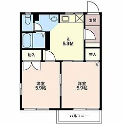 フレグランスライフ 2Kの間取図画像