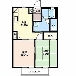 エクセルK2 2DKの間取図画像