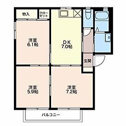 プロヴァンスB 3DKの間取図画像