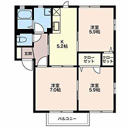 パストラルA 3Kの間取図画像