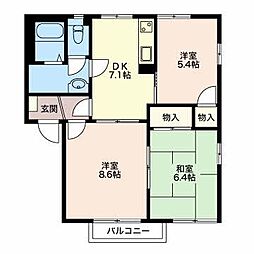 フレグランス・恵W 3DKの間取図画像