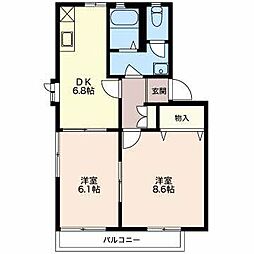 ピア・ディアス 2DKの間取図画像