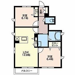 グレースアヴェニューB 2LDKの間取図画像