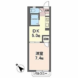 ラプラス和 1DKの間取図画像