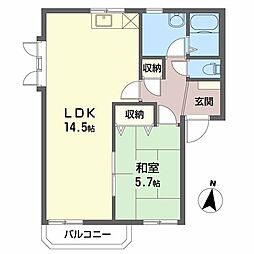 ベルメゾンＫ 2階1LDKの間取り