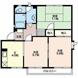 アーバングレイス 1階3Kの間取り