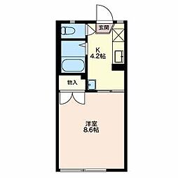 サンフレグランス東部 1階1Kの間取り