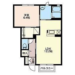 クレストコート 1階1LDKの間取り