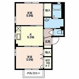フォーレスフェリキス 1階2Kの間取り