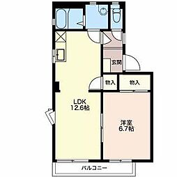 サンエステート 1階1LDKの間取り