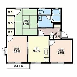 メゾン奈々 2階3DKの間取り