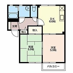 フォーレスＫ1 1階2DKの間取り